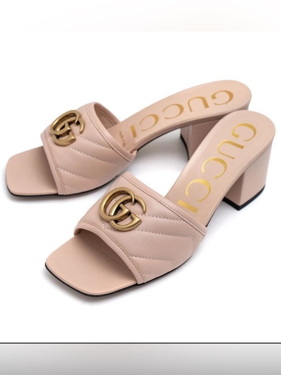 Gucci Shoes - GUCCI Marmont Quilted Medallion Mule Sandals. PInk